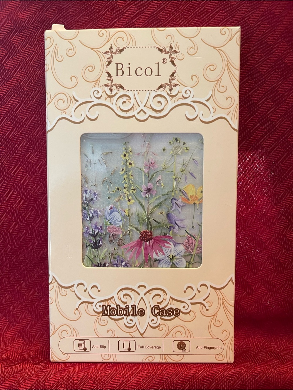 Floral Mobile Case in Cream with Multi-Color Garden Print